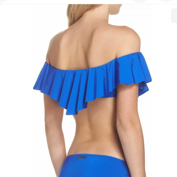 NWT MONACO SOLIDS OFF THE SHOULDER RUFFLE BANDEAU TOP - Picture 2 of 10